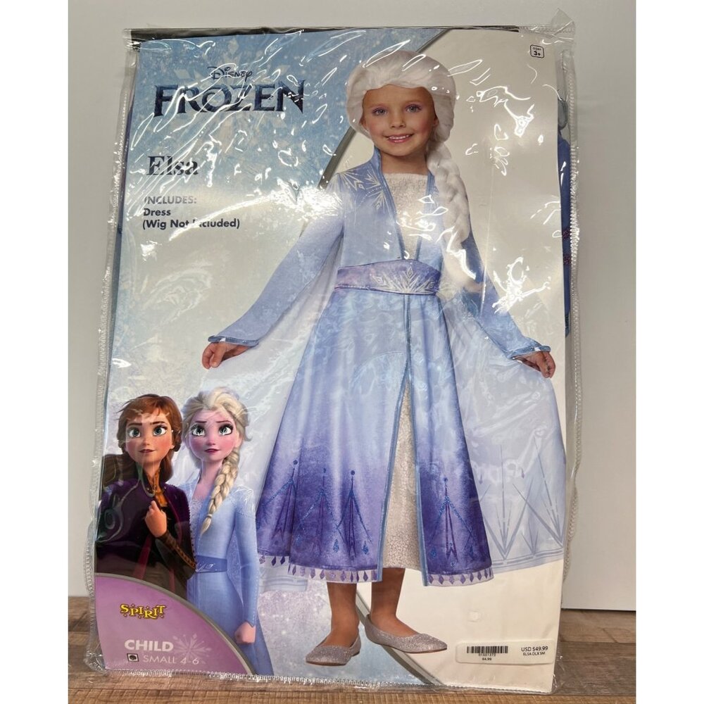 Disney Frozen Elsa Costume Dress Child Size S 4-6 Spirit Halloween Include Dress